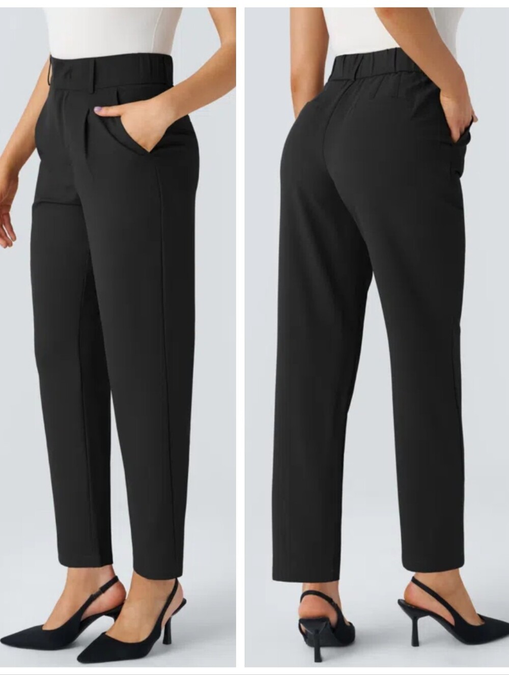 NWT HALARA Flex High Waisted Pocket Solid Work Tapered Pants Women's Medium Tall